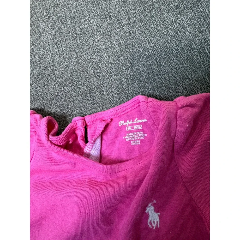 Ralph Lauren Baby Girl 6M 4 Pc Lot Romper Dress Footed Sleeper Shirt Pink Pony
